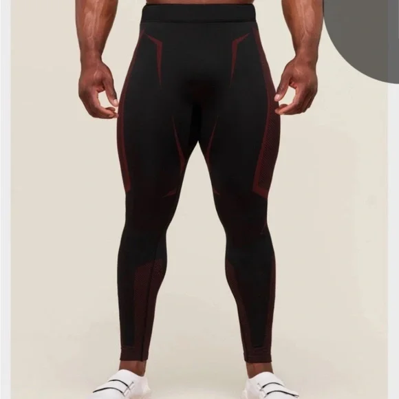 Gymshark Onyx 5.0 Seamless Full Tight Black/Carmine Red Size XL - Picture 2 of 3